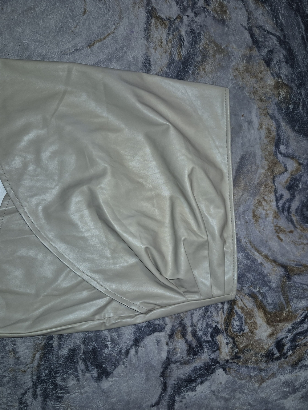 Shinestar Taupe Faux Leather Pencil Skirt
